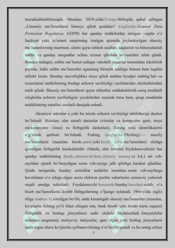 Axborot tizimlarida axborotni himoya qilish usullari va vositalari KURS.docx 5