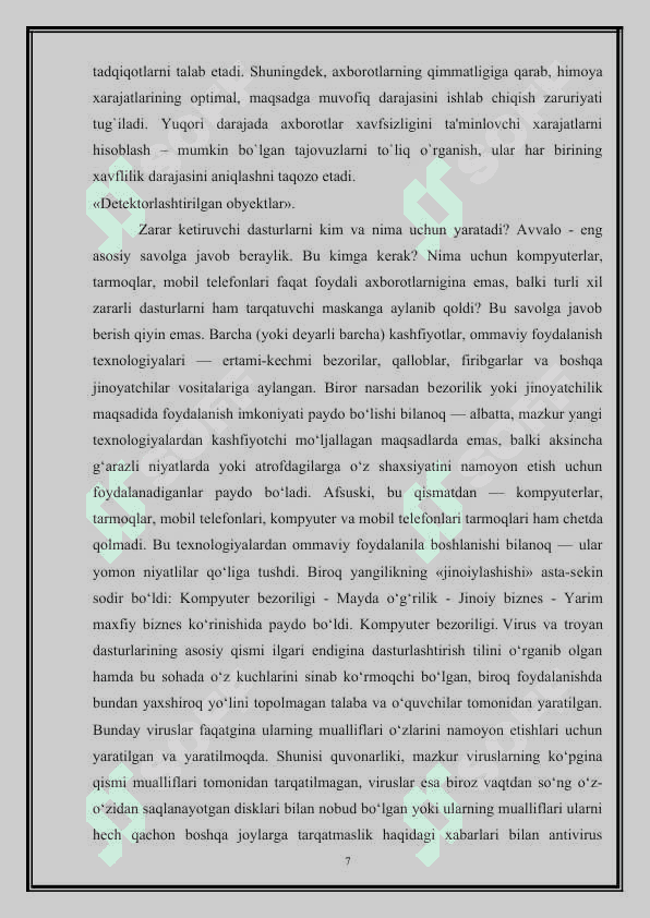 Axborot tizimlarida axborotni himoya qilish usullari va vositalari KURS.docx 7