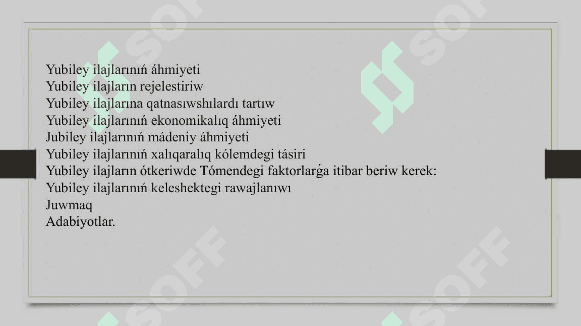 Tariyxıy qalalardıń yubileylerin Xalıqaralıq kólemde ótkeriw 2