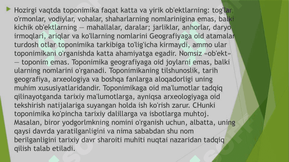 Toponimik manbalarning o’lka tarixini o’rganishdagi ahamiyati 6