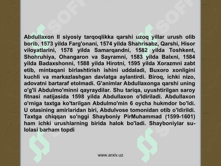 Turkistonning xonliklarga bo'linib ketishi, uning sabab va oqibatlari 8