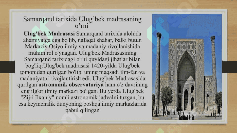 Ulug’bek madrasasi 3