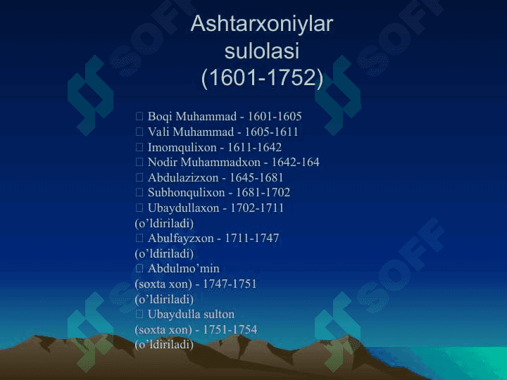 Turkistonning uch xonlikka bo’linishi 5