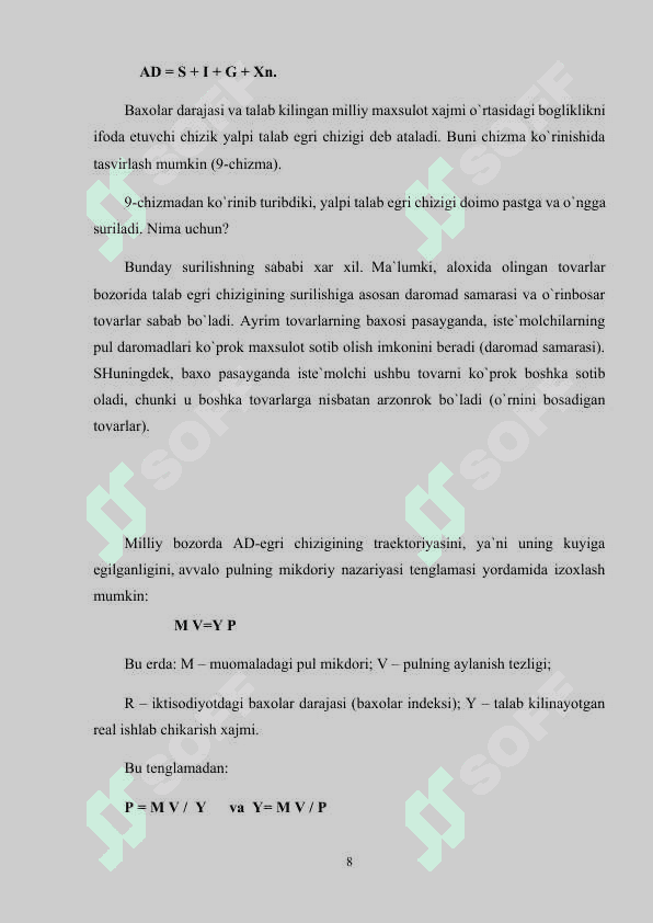AD-AS MODELIDA MUVOZANATNING TA’MINLANISHI MEXANIZMI 8