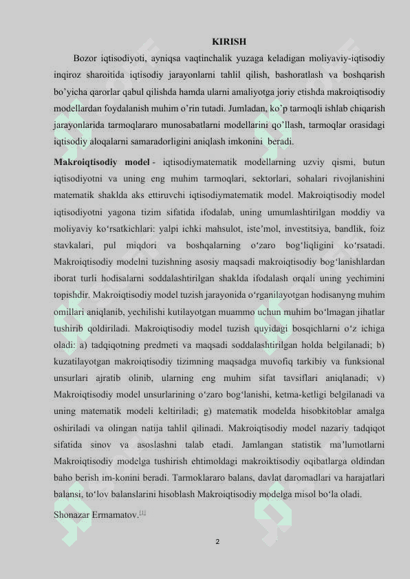 ASOSIY MAKROIQTISODIY MODЕLLARNING QIYOSIY TAHLILI 2