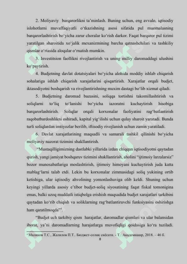 DAVLAT BUDJETI TARKIBI VA UNI TAKOMILLASHTIRISH YO‘LLARI 8