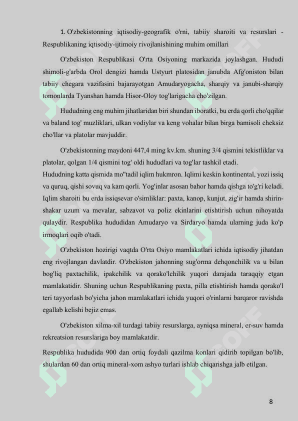 O’ZBEKISTONDA ISHCHI KUCHI BOZORINING SHAKLLANISHI VA RIVOJLANISHI 8