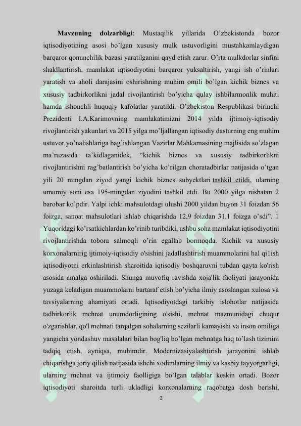 XUSUSIY TADBIRKORLIKNING AHOLINI ISH BILAN TA’MINLASHDAGI O‘RNI 3