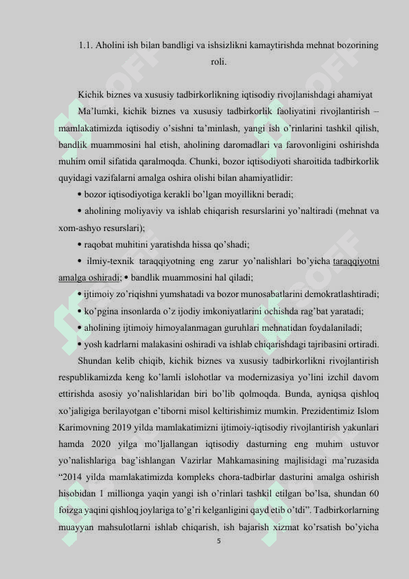 XUSUSIY TADBIRKORLIKNING AHOLINI ISH BILAN TA’MINLASHDAGI O‘RNI 5