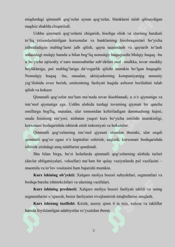 XALQARO MOLIYA BOZORI VA UNING SEGMENTATSIYASI 3