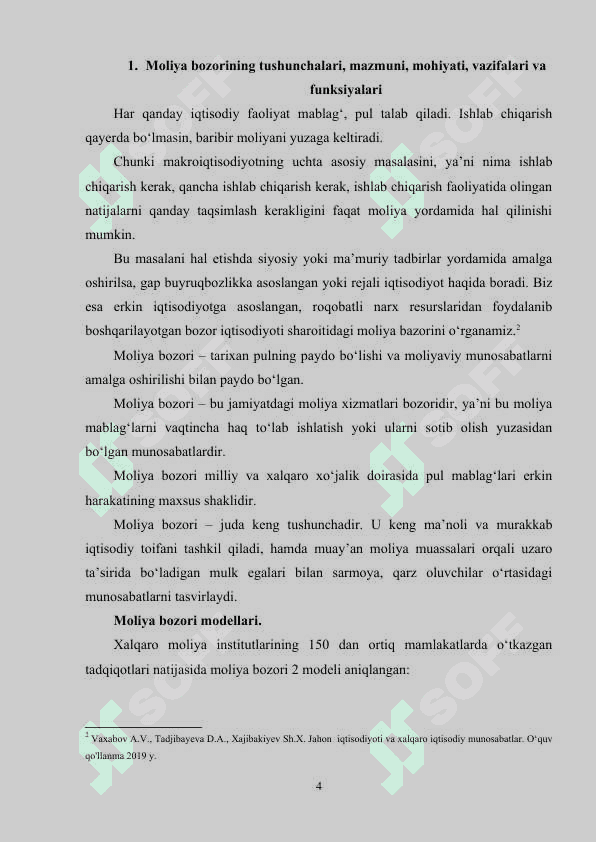 XALQARO MOLIYA BOZORI VA UNING SEGMENTATSIYASI 4