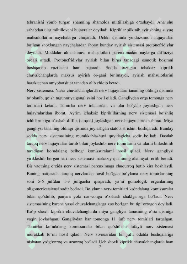 YASSI CHUVALCHANGLARNING RIVOJLANISH SIKLI-PARAZITLIK  HAYOT MAXSULI 7