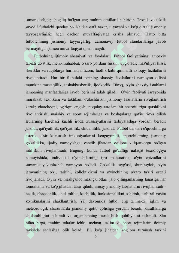 Yosh futbolchilarni tarbiyalash mashg’ulotlarida asosiy prinsiplarni amalga oshirish usullari 5