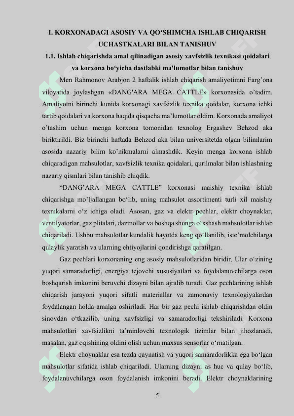 "DANG‘ARA MEGA CATTLE" korxonasida ishlab chiqarish amaliyoti hisoboti 4