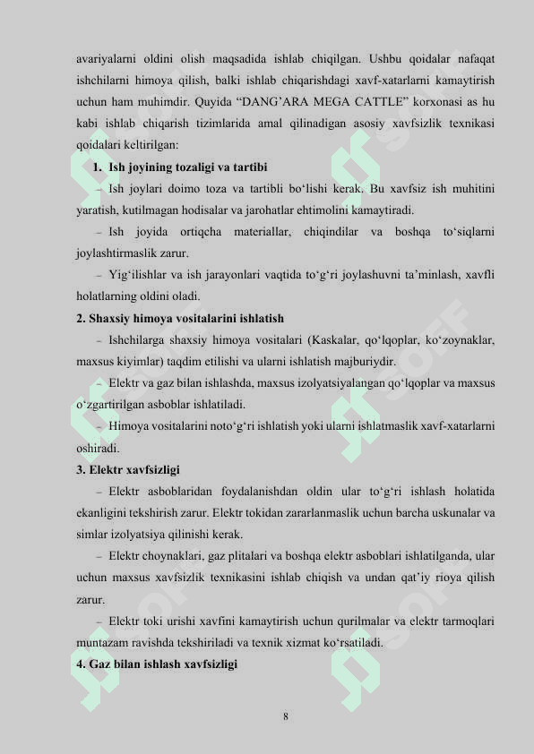 "DANG‘ARA MEGA CATTLE" korxonasida ishlab chiqarish amaliyoti hisoboti 7