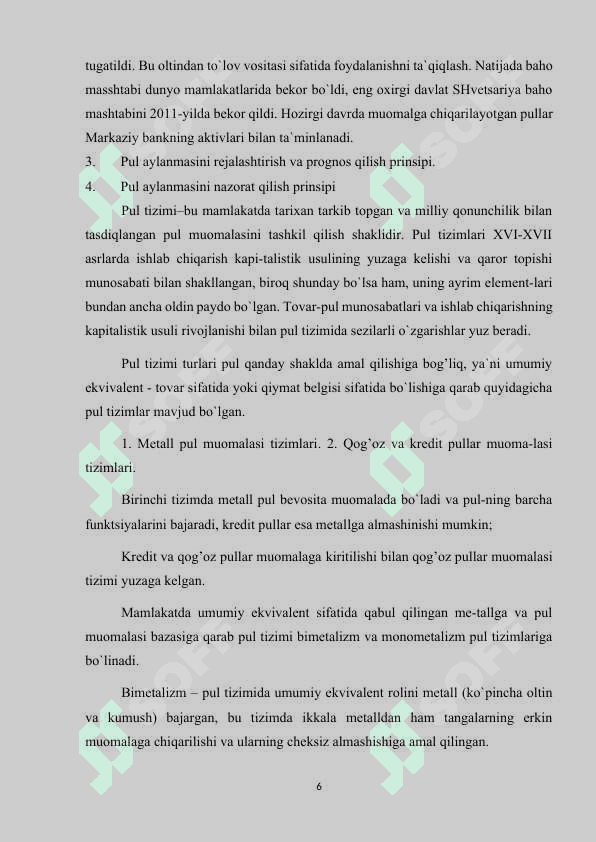 Pul tushunchasi va funksiyalari. fisher va kembrij tenglamalari 6