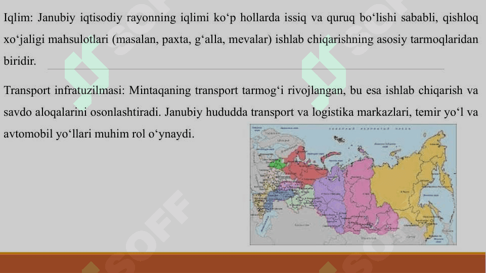 JANUBIY IQTISODIY RAYONIDA ISHLAB CHIQARISH KUCHLARINING JOYLASHISH VA RIVOJLANISH XUSUSIYATLARI. 4