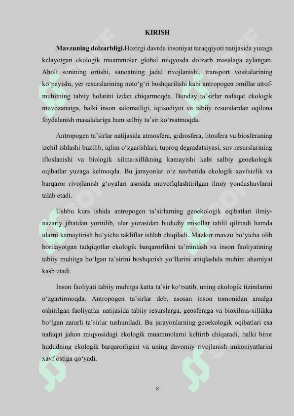 ANTROPOGEN TAʼSIRLARINING GEOEKOLOGIK OQIBATLARI 3