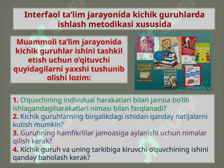 Dars jarayonini loyihalashda o’qitish metodlarini 3