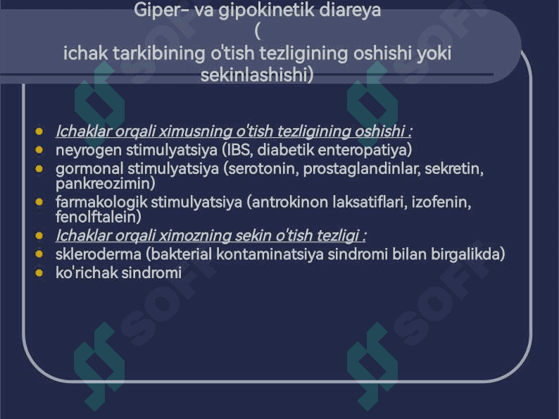 Diareya sindromli kasalliklarni differentsial diagnostikasi va davolash tamoyillari 5