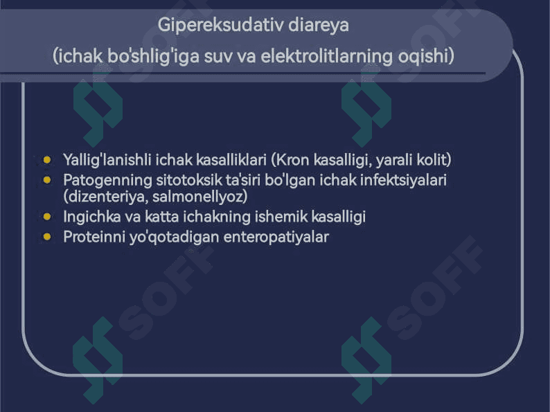 Diareya sindromli kasalliklarni differentsial diagnostikasi va davolash tamoyillari 6