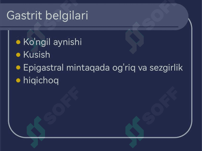 Diareya sindromli kasalliklarni differentsial diagnostikasi va davolash tamoyillari 8