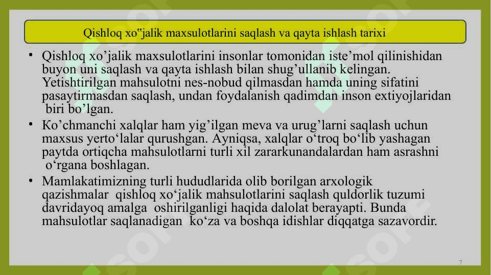 Qishloq xo‘jalik mahsulоtlarni qayta ishlash va saqlash 2