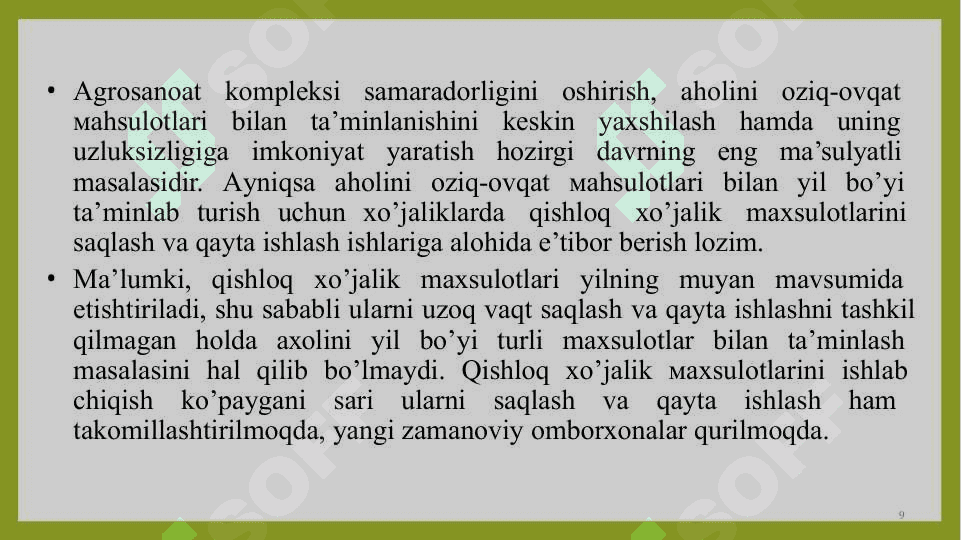 Qishloq xo‘jalik mahsulоtlarni qayta ishlash va saqlash 4