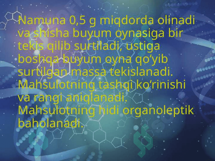 Maxsulotlarning ko'rinishini, hid va rangini aniqlash 2