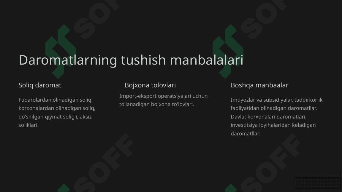 Davlat byudjeti daromadlar qismini shakllantirish 2