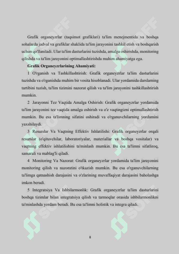 Ta’lim menejmentini o’qitishda grafik organeyzrlarning o’rni 8