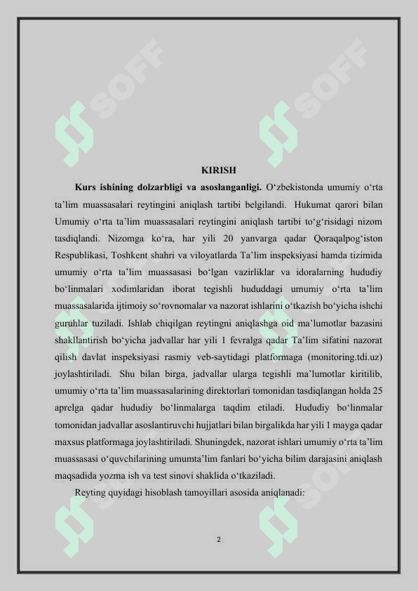Ta’lim muassasalari reytingini aniqlash 2