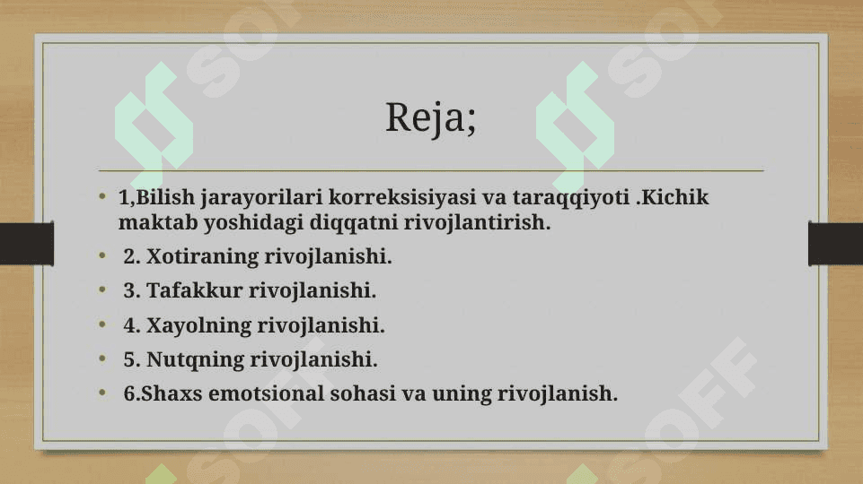 Bilish jarayonlari korreksiyasi va taraqqiyoti 2