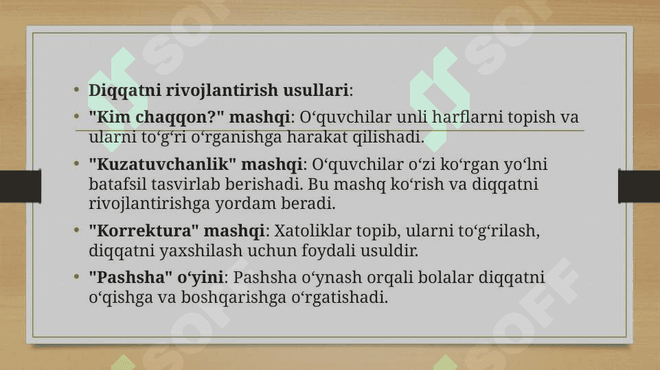 Bilish jarayonlari korreksiyasi va taraqqiyoti 6