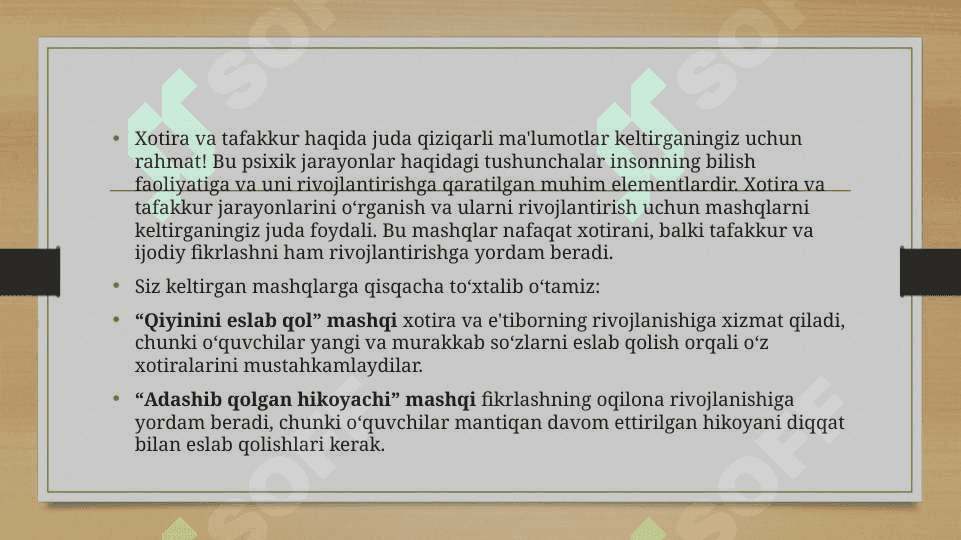 Bilish jarayonlari korreksiyasi va taraqqiyoti 8