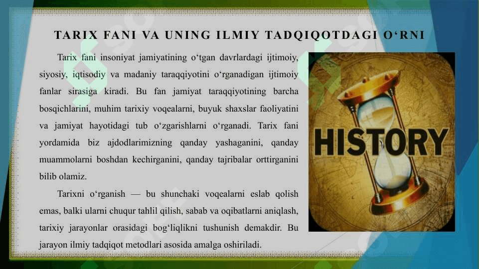 Tarix fani ilmiy tadqiqot ishlarini tashkillashtirish vazifalari 3