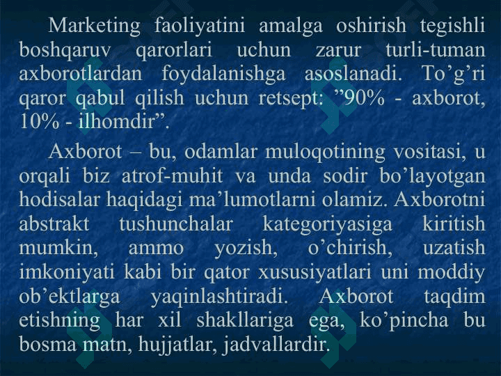 Marketing tadqiqotlari  va axborotlar tizimi 3