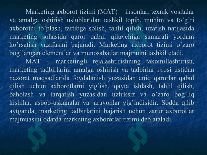 Marketing tadqiqotlari  va axborotlar tizimi 8