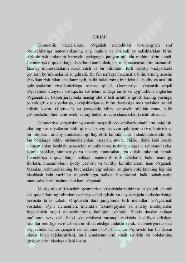 DAFTAR BILAN ISHLASH METODIKASI. BOSHLANGʻICH SINFLARDA MATEMATIKA KURSINING MAZMUNI VA TUZULISHI. Kurs ishi 3