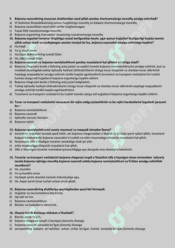 8 semestr bojxona ishidan oraliq savollar 2