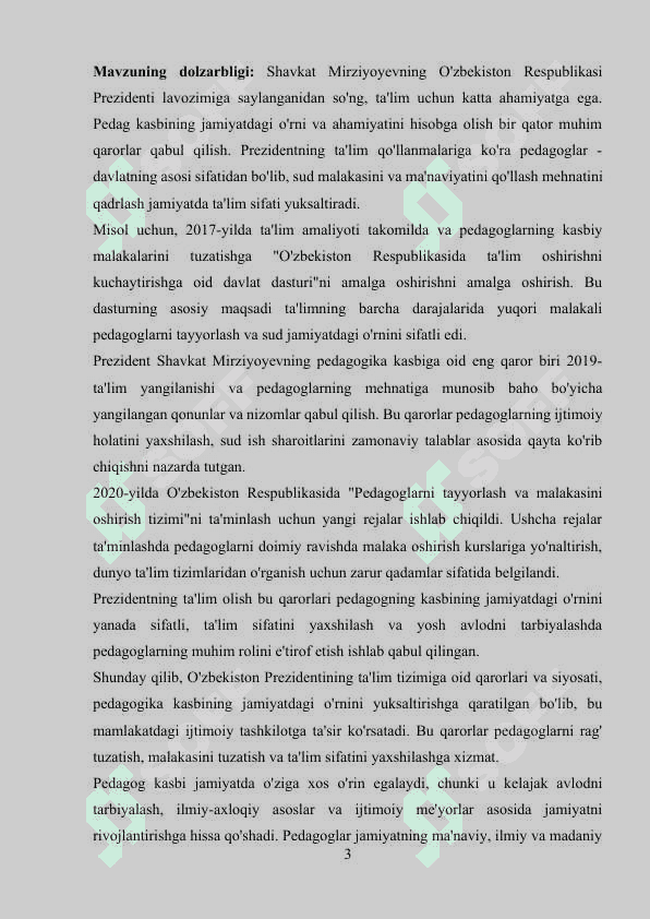 PEDAGOG KASBINING JAMIYATDAGI OʻRNI 3