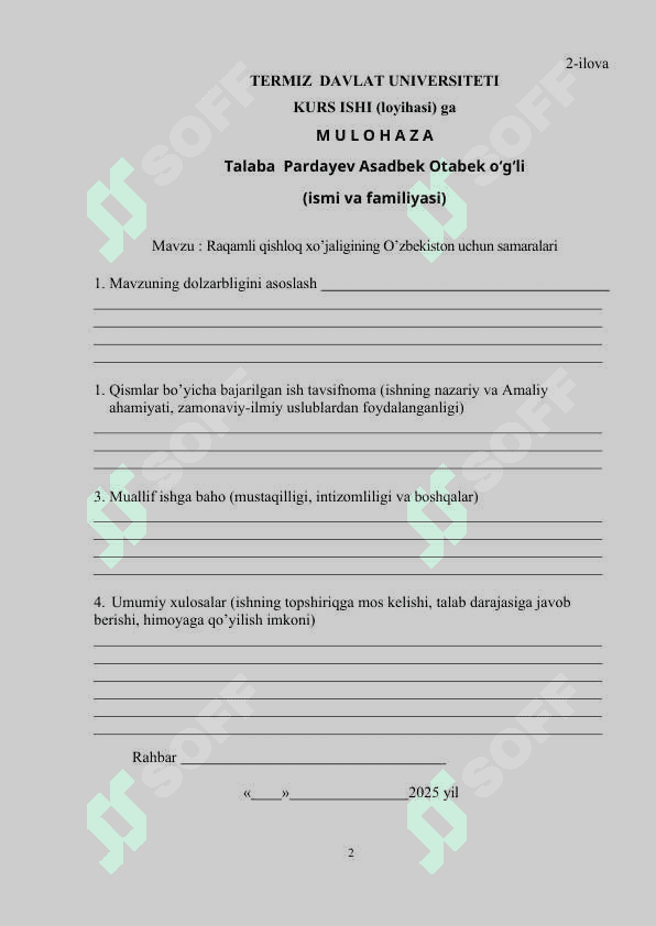 Raqamli qishloq xo’jaligining O’zbekiston uchun samaralari. 3