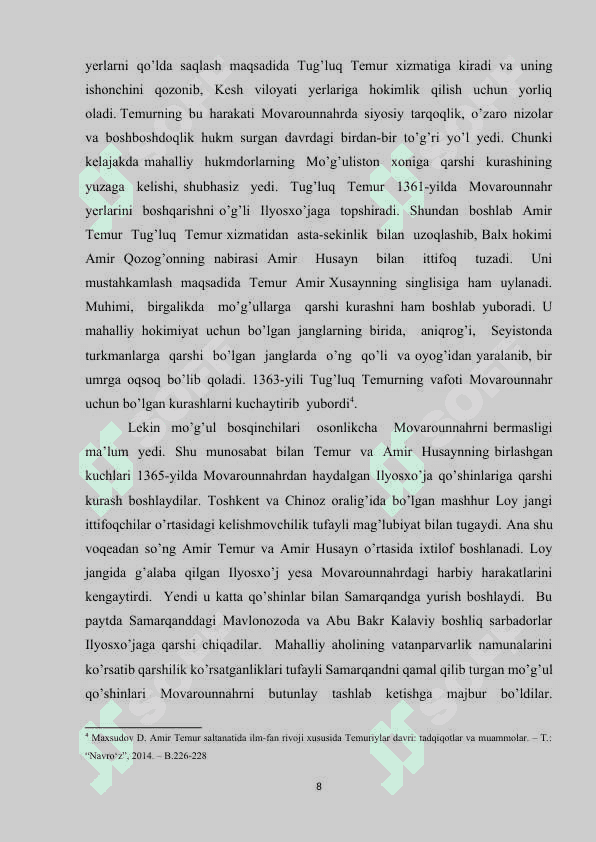 AMIR TEMUR VA TEMURIYLAR DAVRIDA SIYOSIY VA MADANIY HAYOT 8