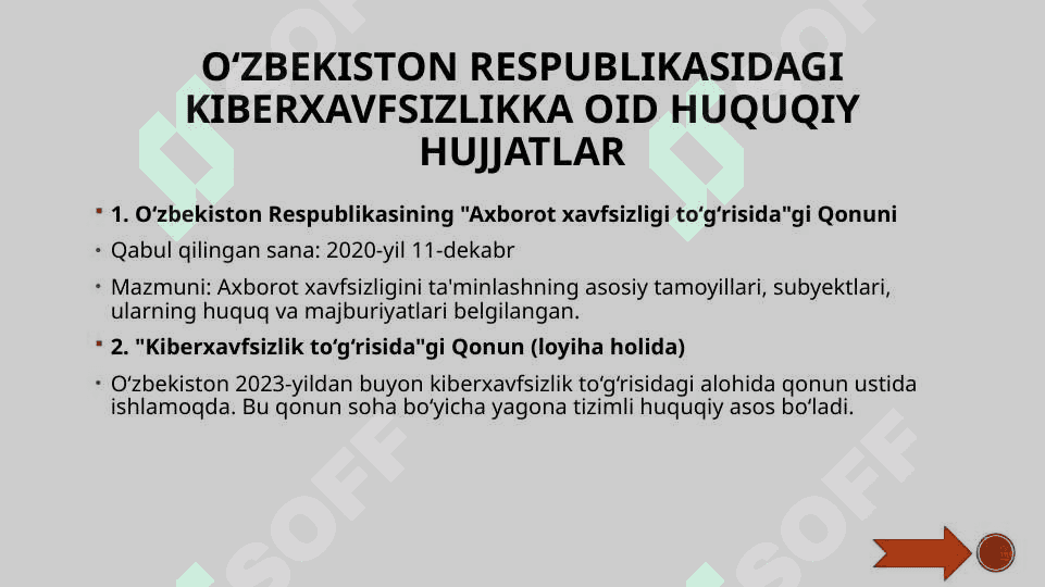 Kiberxavfsizlikka oid milliy va xorijiy me’yotiy –huquqiy hujjatlar tahlili 3