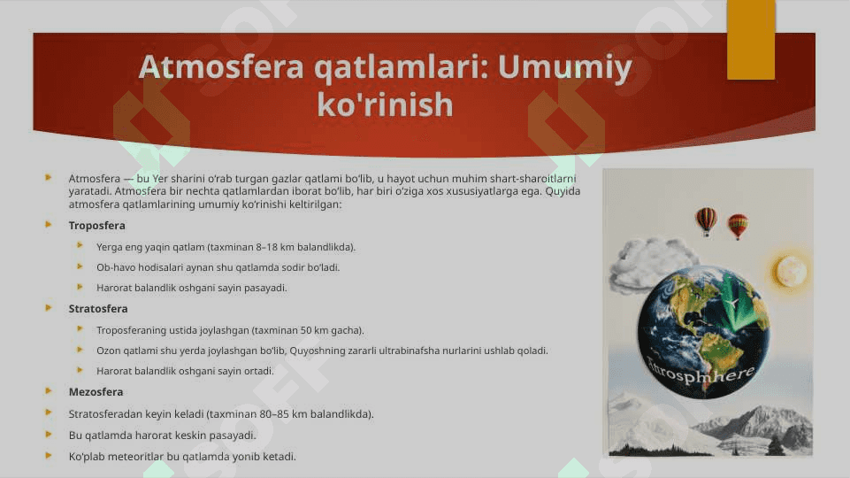 Atmosferaning tuzilishi va uning asosiy xususiyatlari 4
