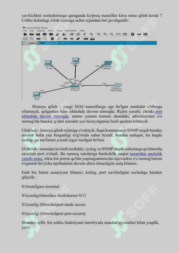 KOMMUTATORDA PORT XAVFSIZLIGI (PORT SECURITY) NI SOZLASH 3