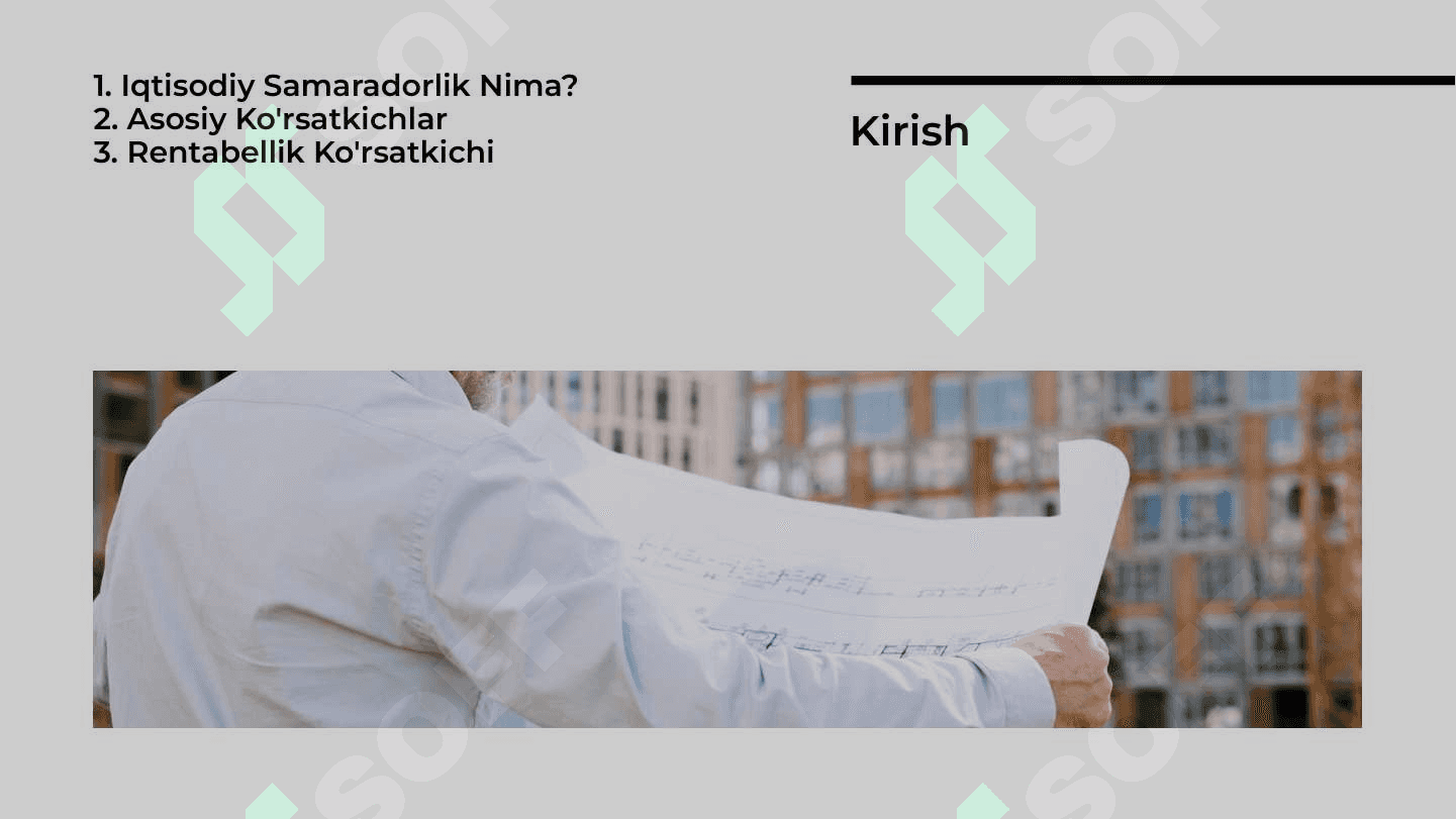 Qurilish iqtisodiy samaradorligining ko'rsatkichlari 2