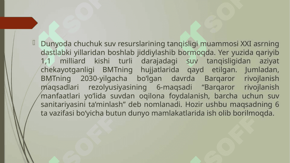 Suv tanqisligini oluvchi potensial imkoniyatlar 2