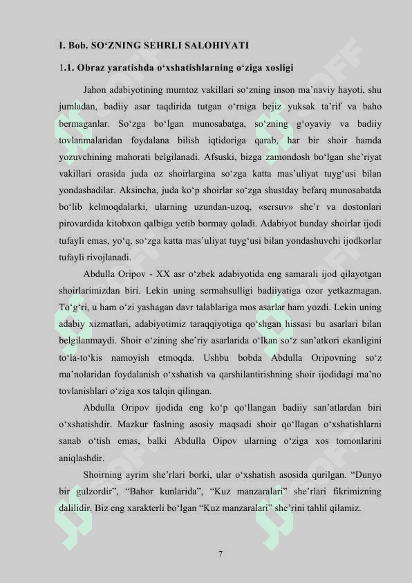 Abdulla Oripov she’riyatida so’z va obraz 7