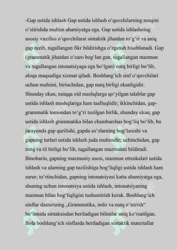 Gap ustida ishlashga oid mustaqil ishlar 2